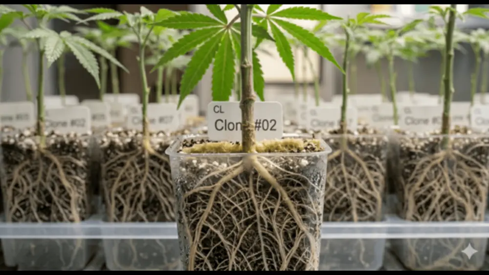 Los esquejes de cannabis pueden desarrollar un sistema radicular fuerte, lo que les permite crecer r&aacute;pidamente durante la fase vegetativa.