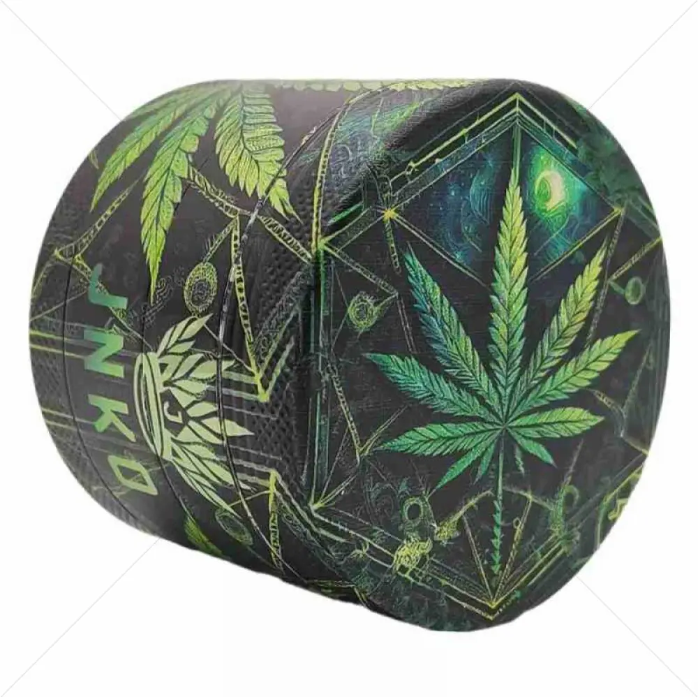 Grinder 4-Parti XL | Alluminio | Serie Psichedelica | Cannabis Leaf 1