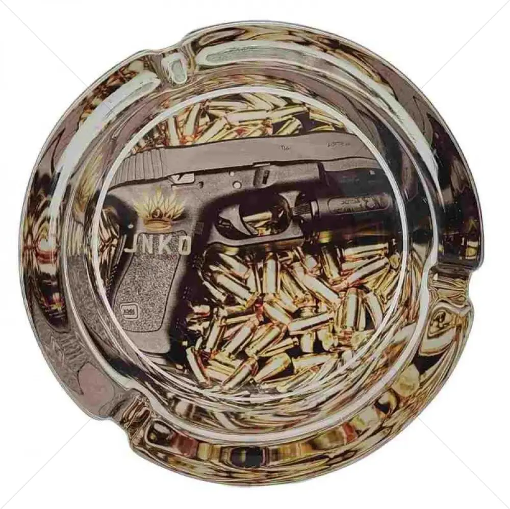 Posacenere in vetro rotondo | Serie Luxury Art | Gun Art