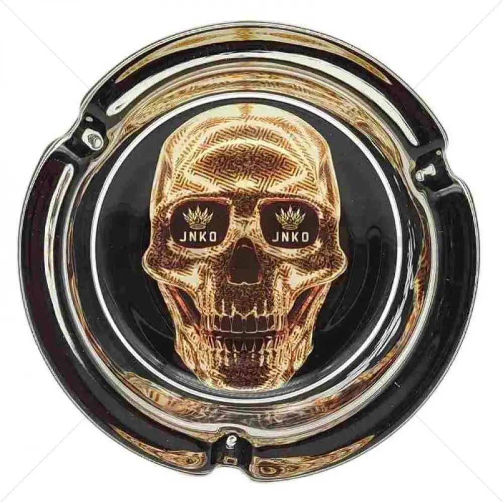 Posacenere in vetro rotondo | Luxury Art Serie | Golden Skull 1