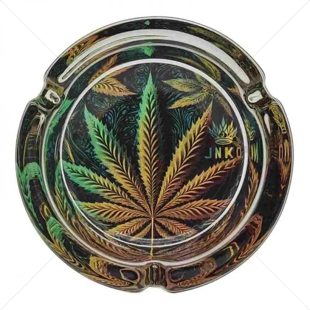 Posacenere in vetro rotondo | Psychedelic Series | Cannabis Leaf 2
