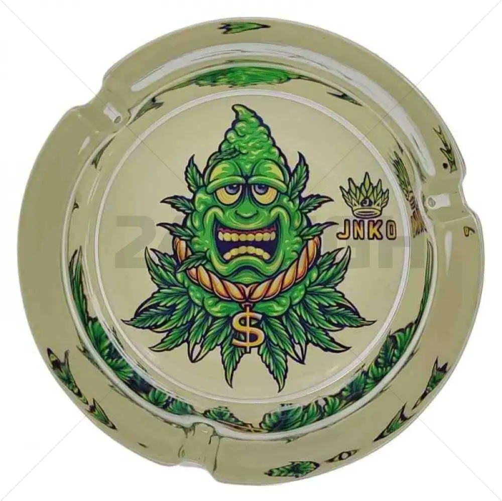 Posacenere in vetro rotondo 10cm | Serie Stay 420 | Design 6 | Happy Budz