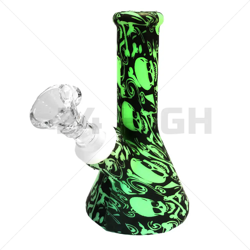 Silicone Bong Skulls Glow-In-The-Dark Black