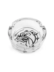 Posacenere in vetro Bulldog in bianco e nero