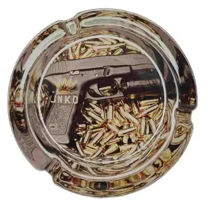Posacenere in vetro rotondo | Serie Luxury Art | Gun Art