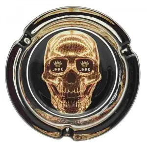 Posacenere in vetro rotondo | Luxury Art Serie | Golden Skull 1