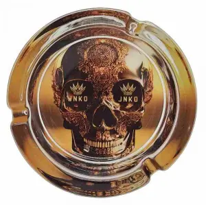 Posacenere in vetro rotondo | Luxury Art Series | Golden Skull 2