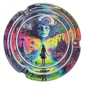 Posacenere in vetro rotondo | Psychedelic Series | Wonderland 2