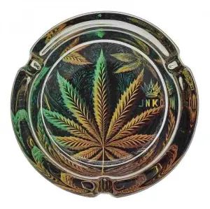 Posacenere in vetro rotondo | Psychedelic Series | Cannabis Leaf 2